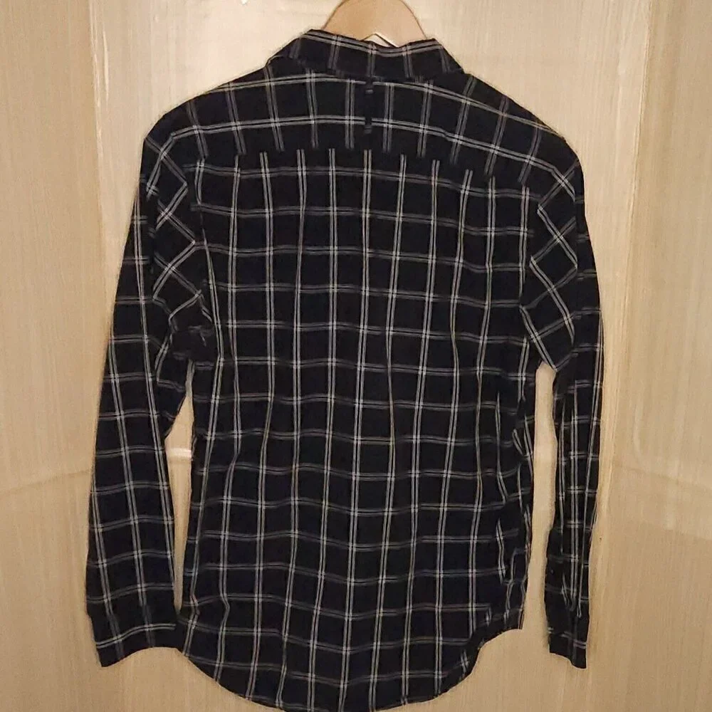 Banana Republic Blue White Classic Fit Check Button Down Medium